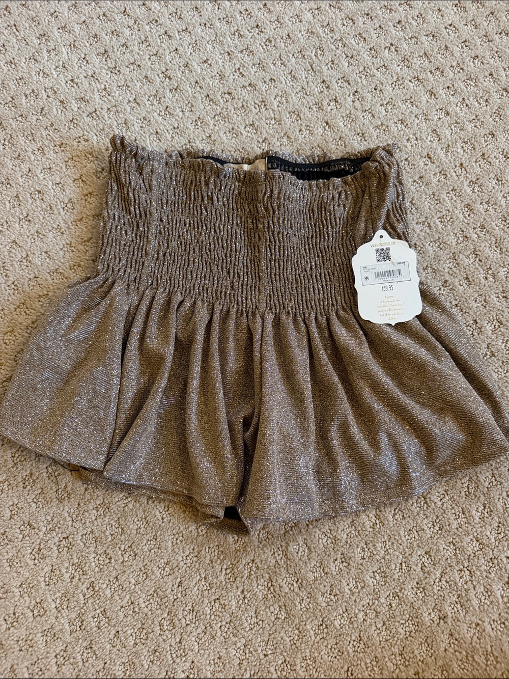 Altar'd State Shimmery gold Metallic Smocked-Waist Skort